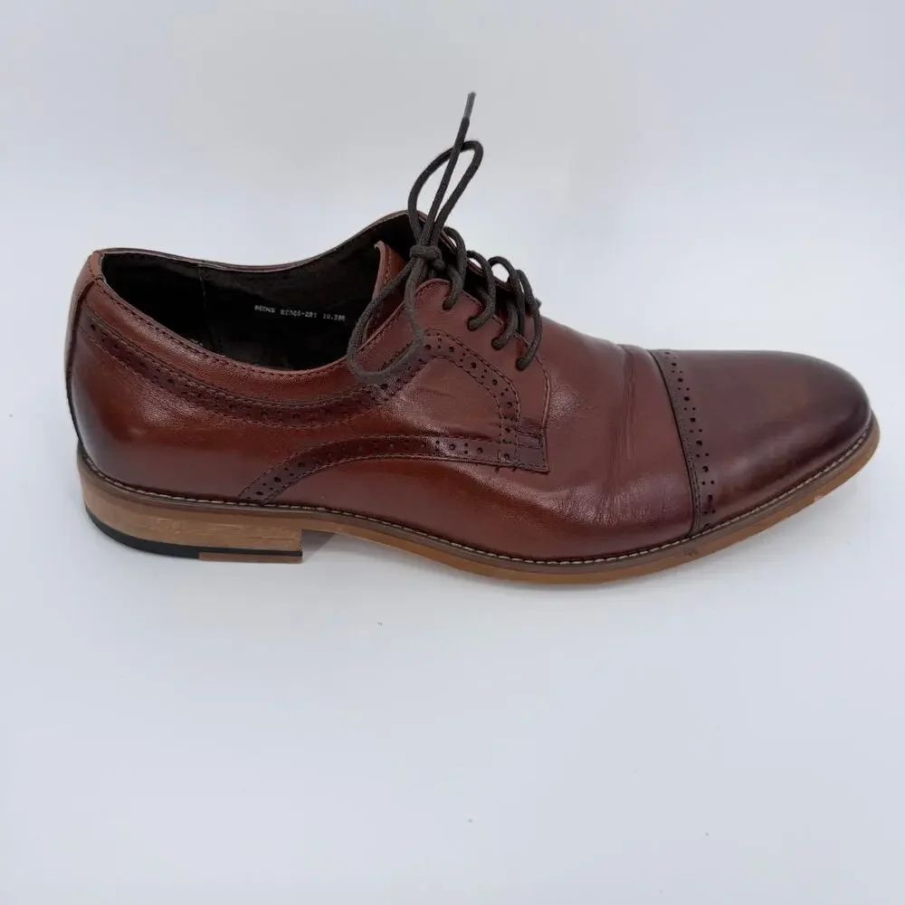 Stacy‎ Adams Dickinson Mens Leather Shoes CapToe Oxford Cognac 10.5M 25066-221